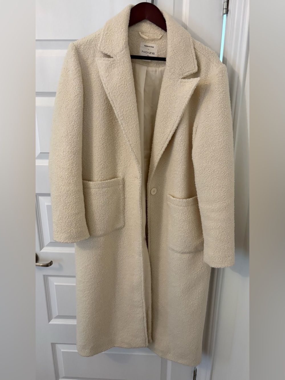 Cream Teddy Long Coat - Women's Cozy Jacket